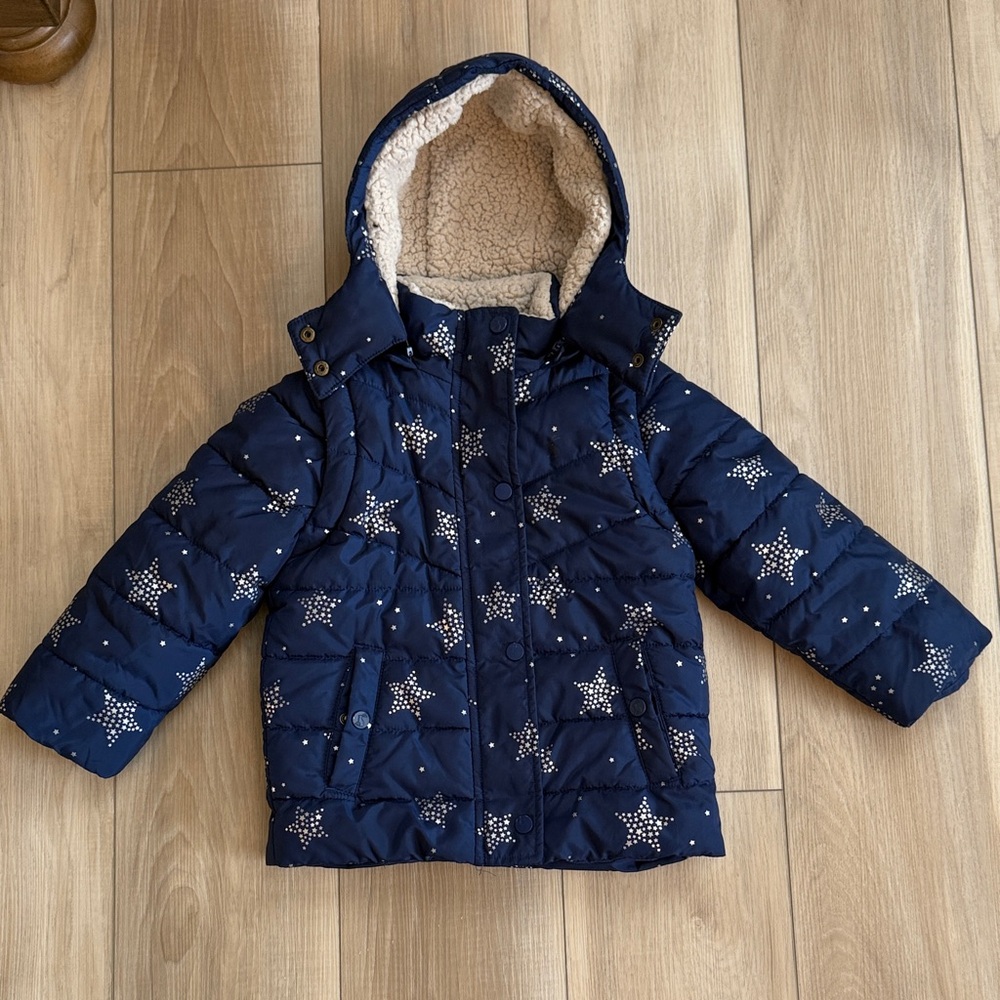 Joules Navy Star Puffer Jacket 4y